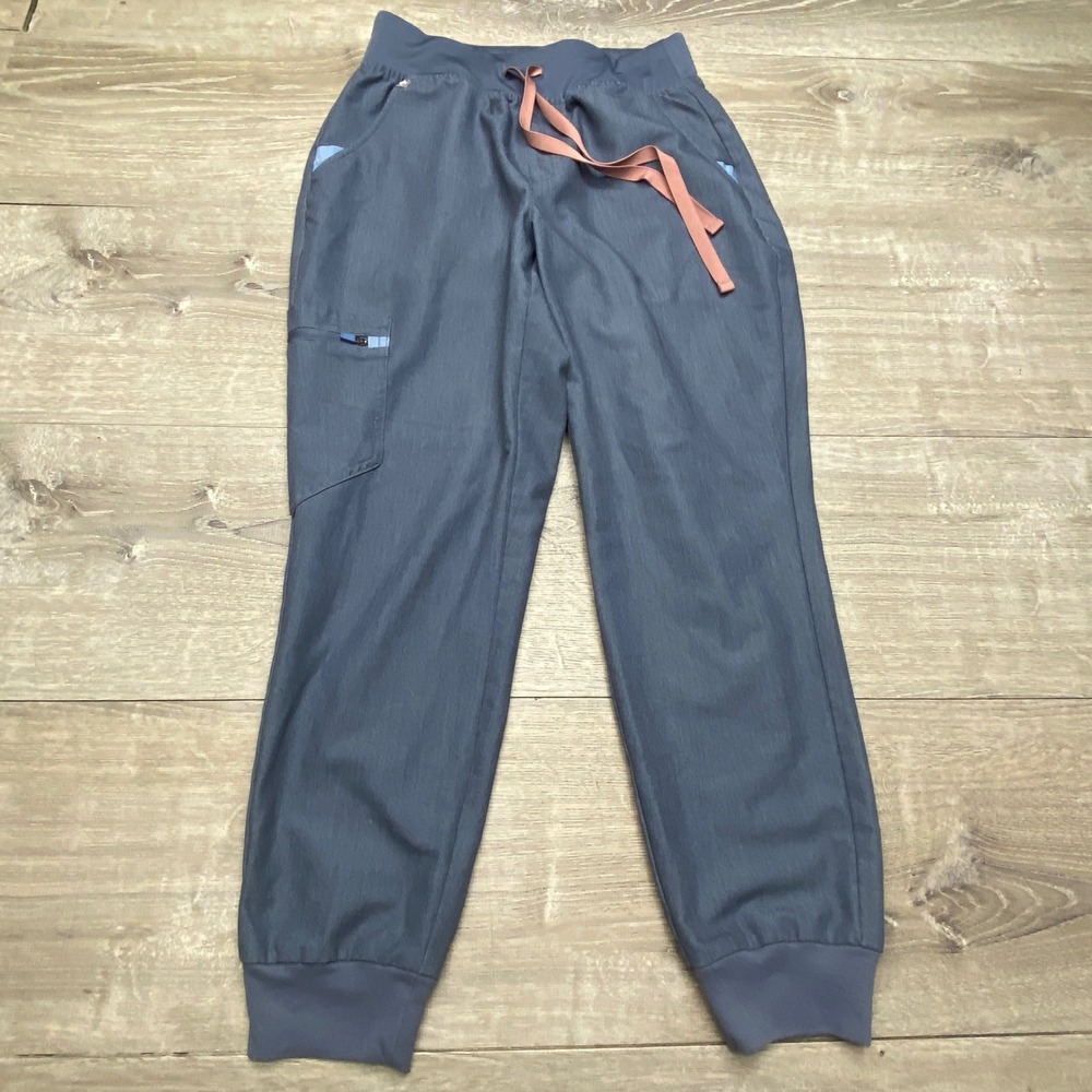 FIGS Scrub Pants Zamora Jogger Womens Small Petite‎ Blue Polyester Rayon Stretch